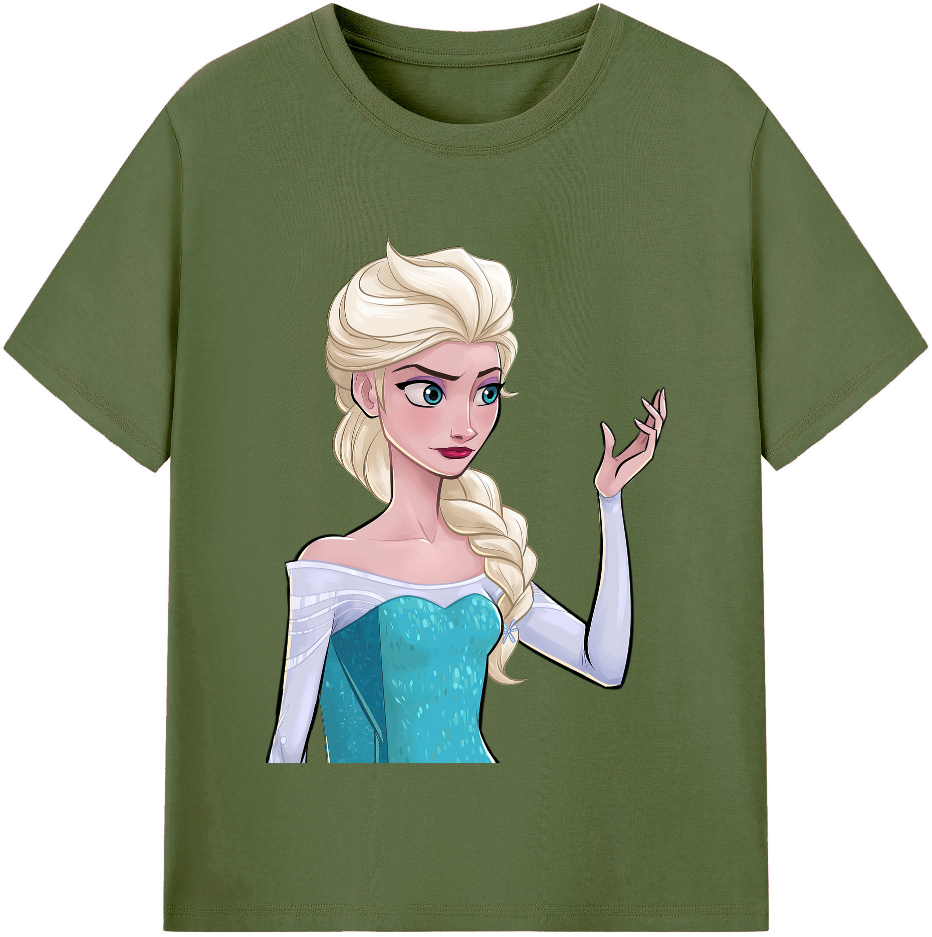 （画像用） アナと雪の女王 アンナ エルサ Frozen Anna Elsa 綿100％半袖Tシャツ（フロントプリント）
